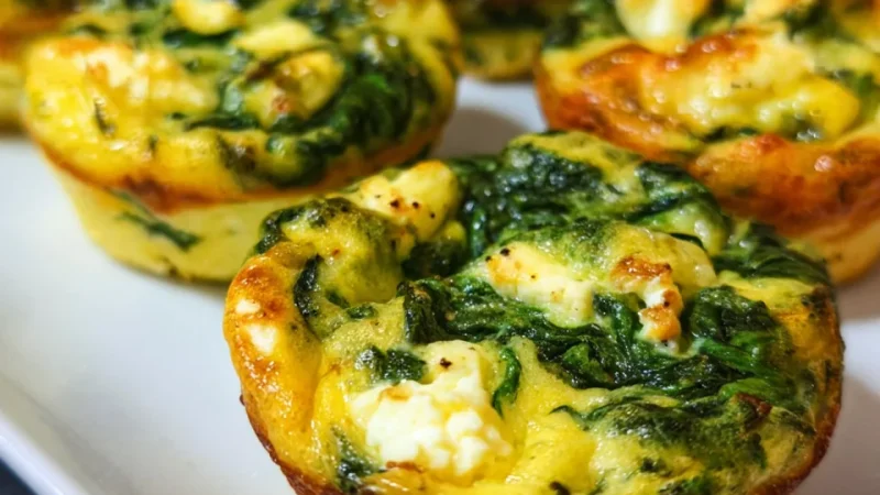 Mini-quiches sans pâte épinards feta