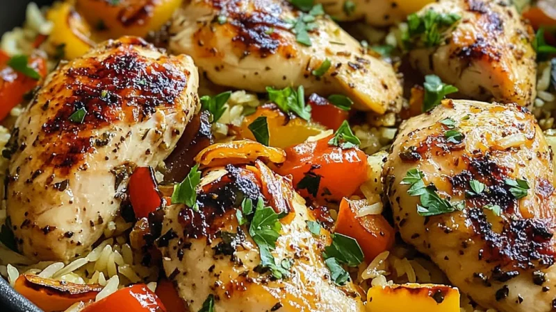 Riz au four poulet légumes