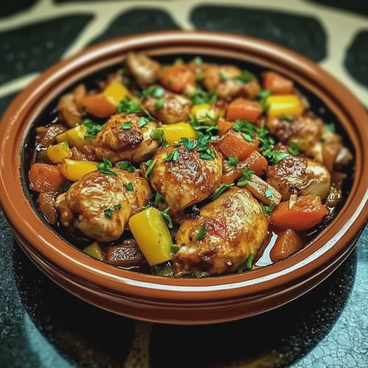 Tajine servi avec des herbes fraîches