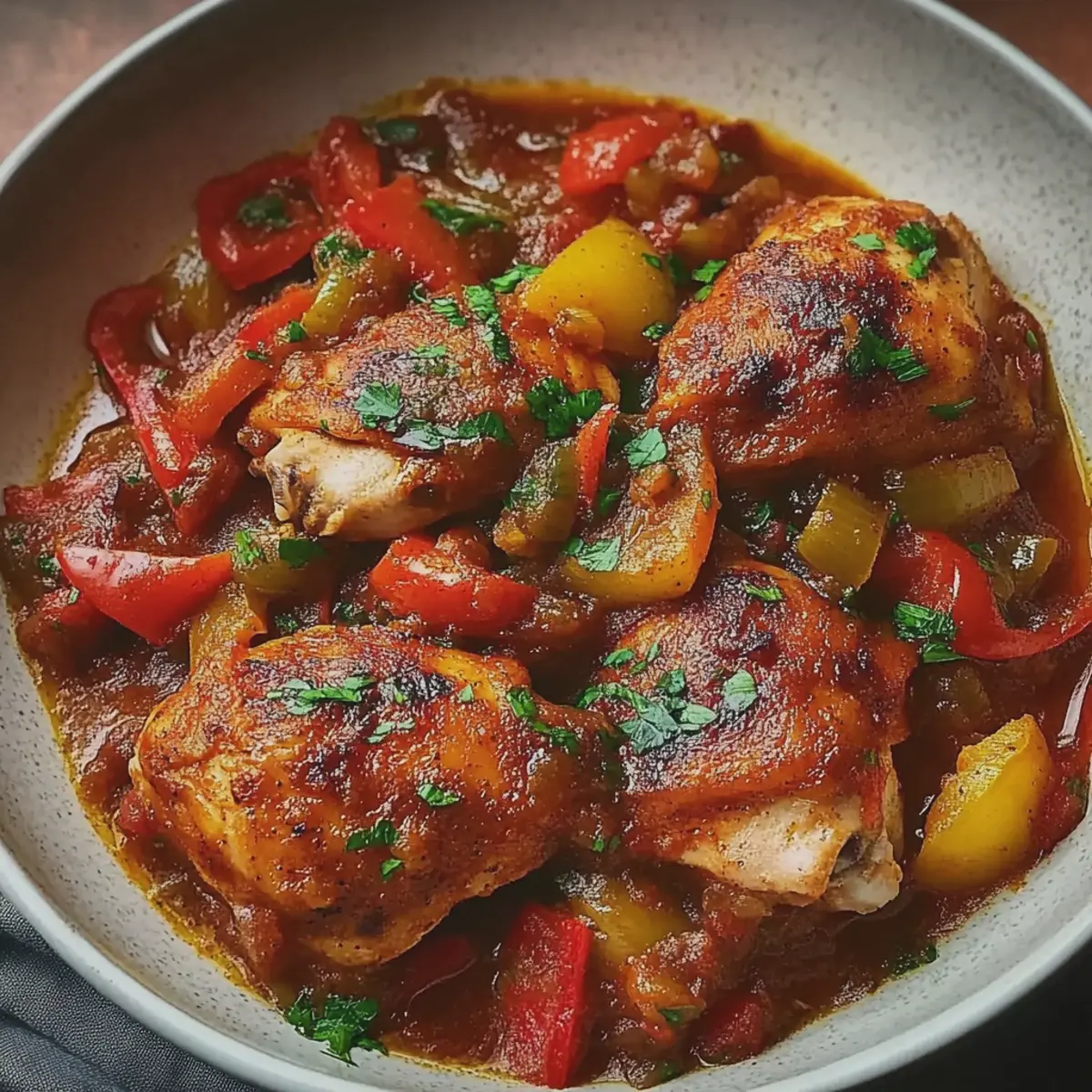 Ingrédients frais de poulet basquaise