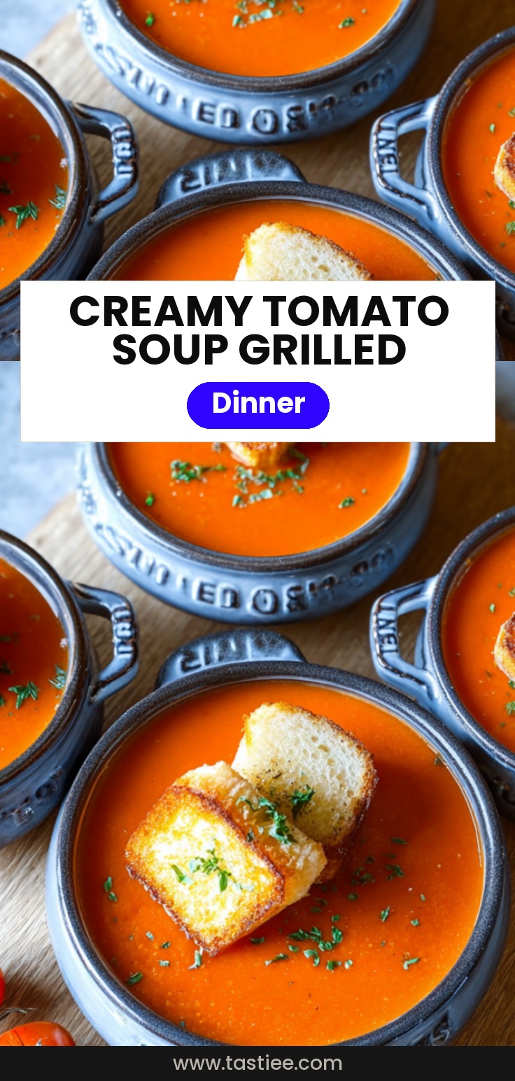 🍅 Soupe crémeuse de tomates avec “croûtons” de grilled cheese