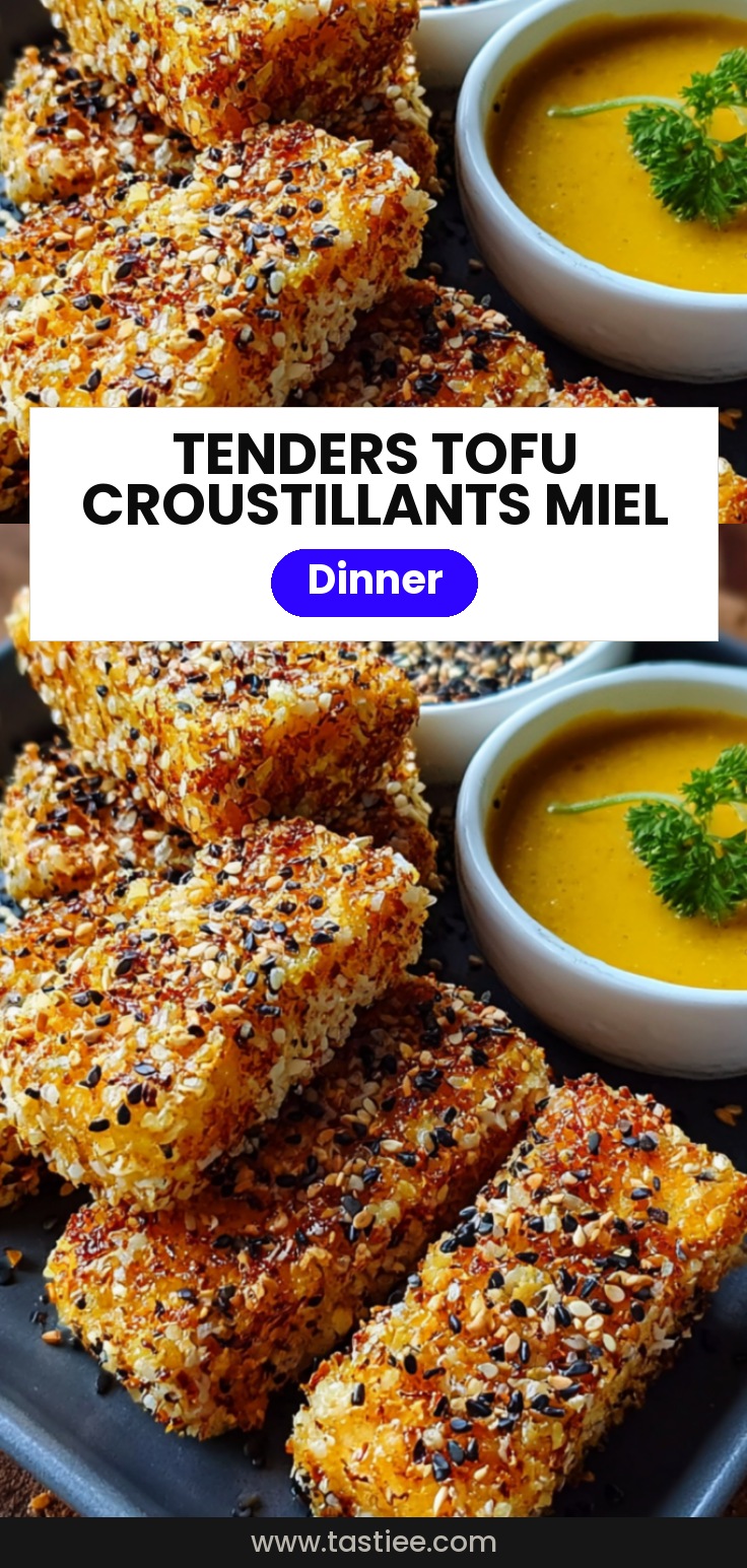 🌱 Tenders de tofu croustillants au “miel” & moutarde