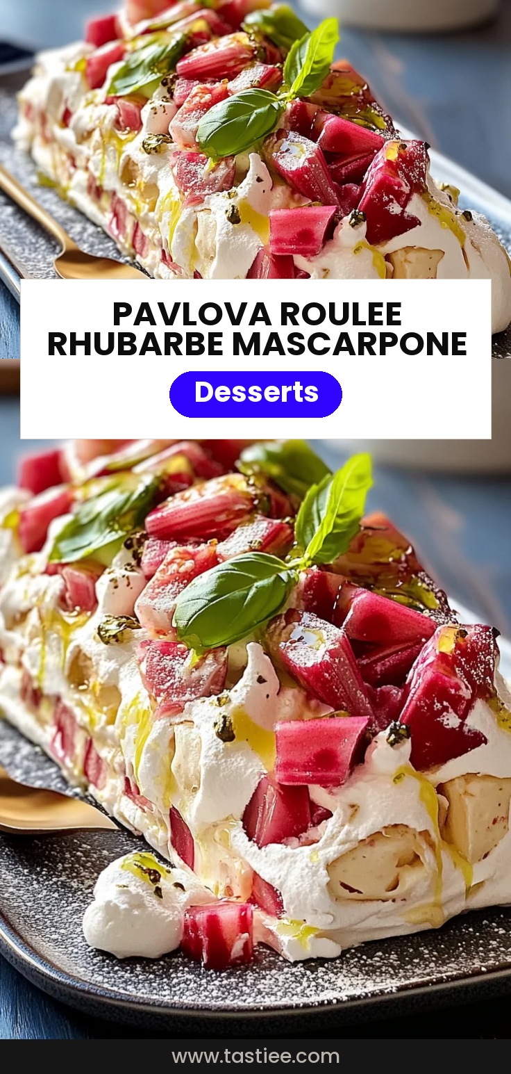 Pavlova roulée rhubarbe mascarpone