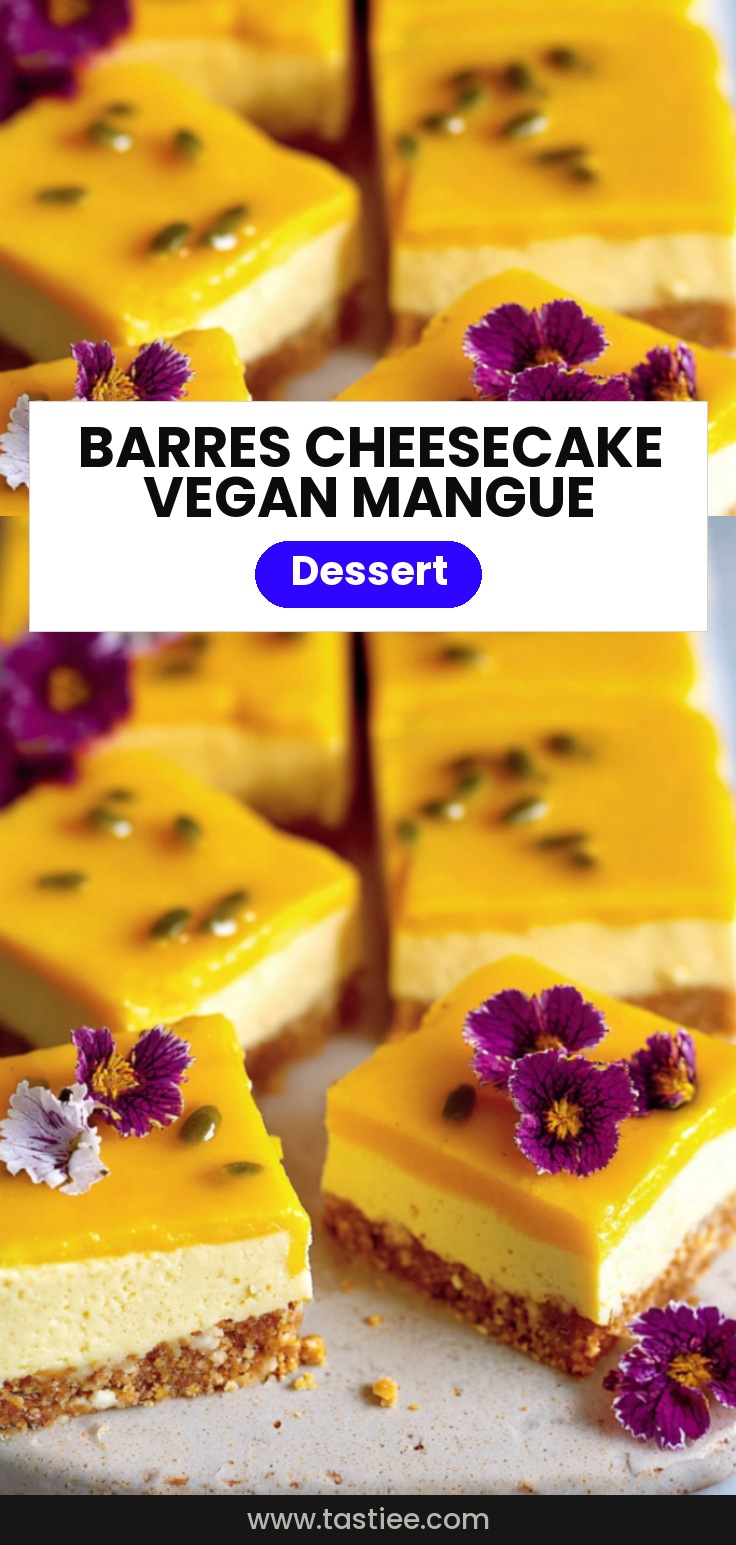 Barres Cheesecake Vegan Mangue & Fruit de la Passion (sans cuisson)